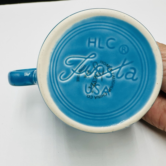 Fiesta Ware Coffee Cup Mug Homer Laughlin HLC O Ring Handle Teal Fiestaware - Picture 6 of 9